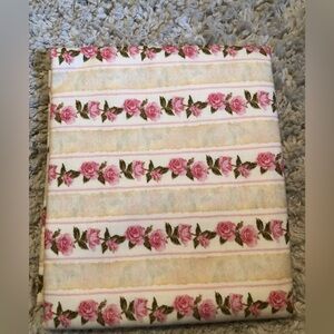 9513 Fabric New One Yard Pink Rose Stripe Fabric Yellow Pink 36” X 45”